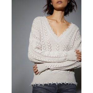 NATION LTD Noa Distressed V-neck Alpaca Sweater